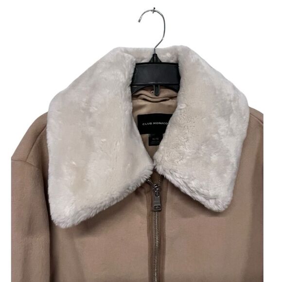 NWT Club Monaco | Camel Mixed Media Moto Jacket XL - Picture 3 of 6